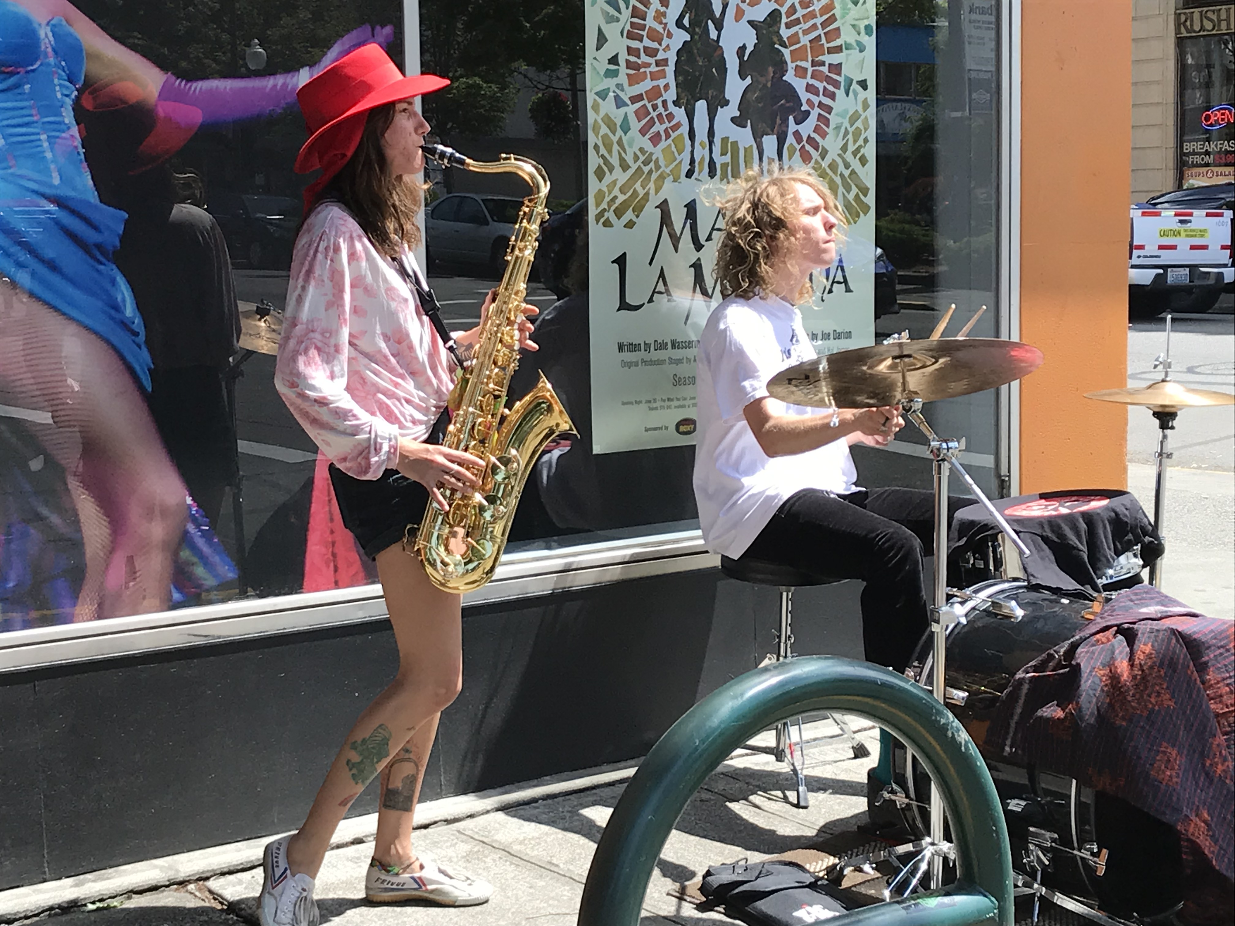 street musicians play in downtown Olympia.